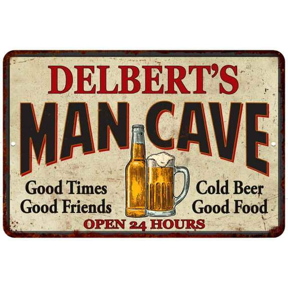 DELBERT'S Man Cave Sign 16 x 24 Matte Finish Metal 116240011380