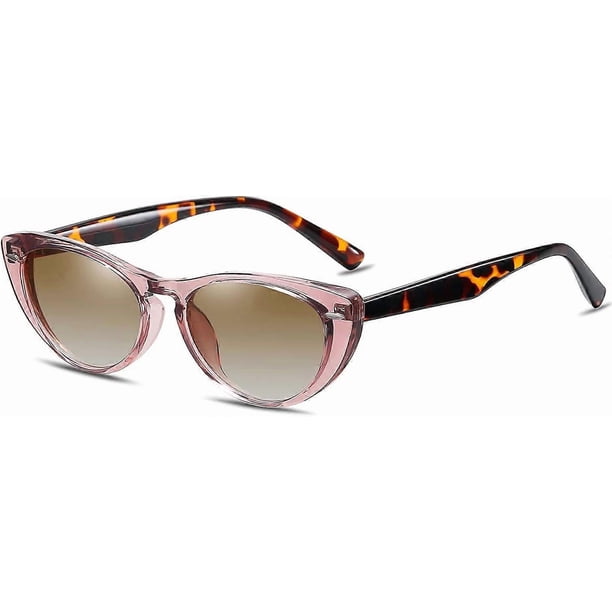 A pair of retro cat eye ladies sunglasses retro narrow 90s polarized sunglasses (champagne leopard print)