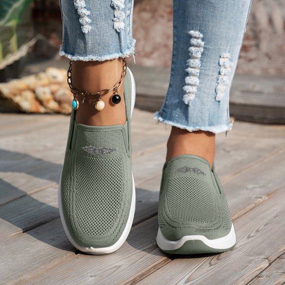 gzxflxpge Orthopedic shoes for women Casual Breathable Shoes Woven Wide Arch Support Slip-On Sneakers Walking Anti-Skid Sports Shoes Cyan 5.5(CN-36)