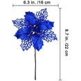 thumbnail image 2 of 24 piezas de malla plateada con purpurina, hojas de acebo, flores artificiales de nochebuena, adornos para árboles de 5,9 pulgadas para corona plateada, regalo floral, decoración de invierno, bodas,, 2 of 8