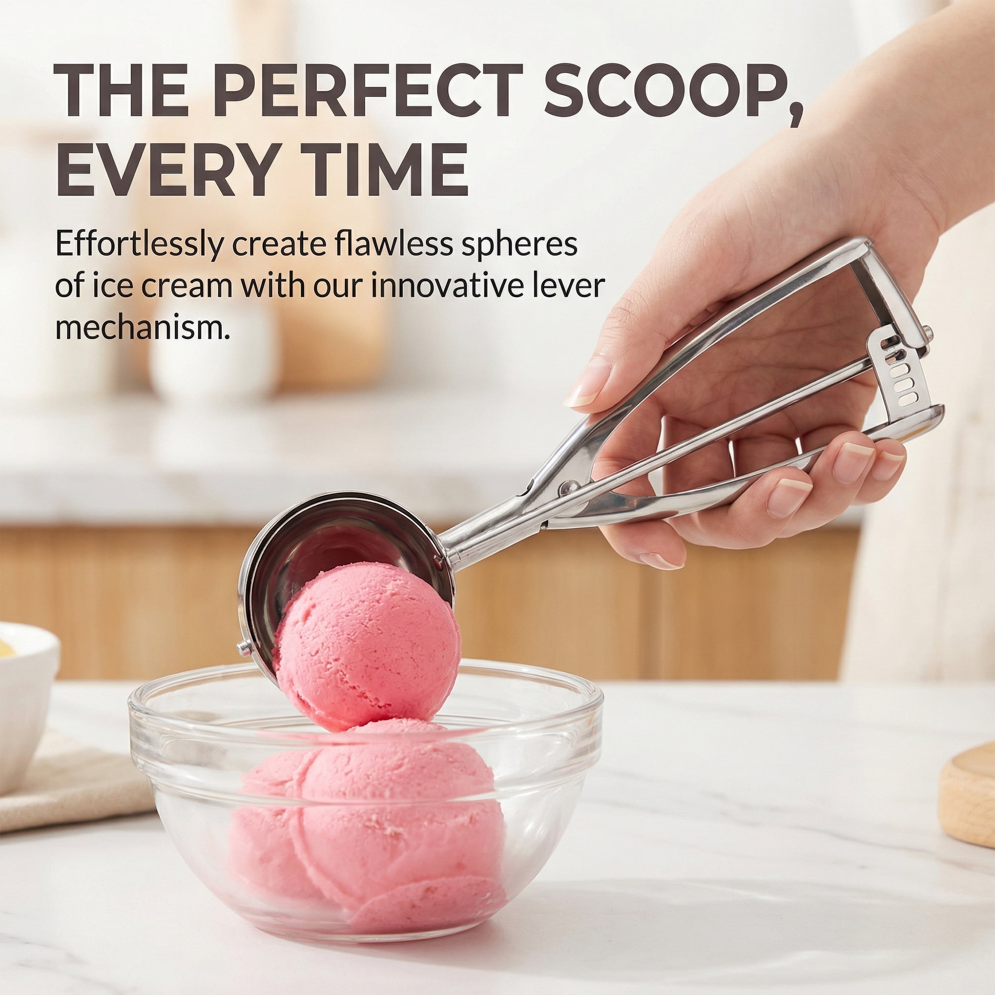 Unique Bargains Easy Clean Tool Stainless Steel Ice Cream Scoop Silver 8.5in