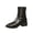 Black, variant on Women's Ankle Boots Square Toe Back Zipper Faux Leather Low Block Heel Fashion Casual Comfortable Slim Booties for Daily Wear