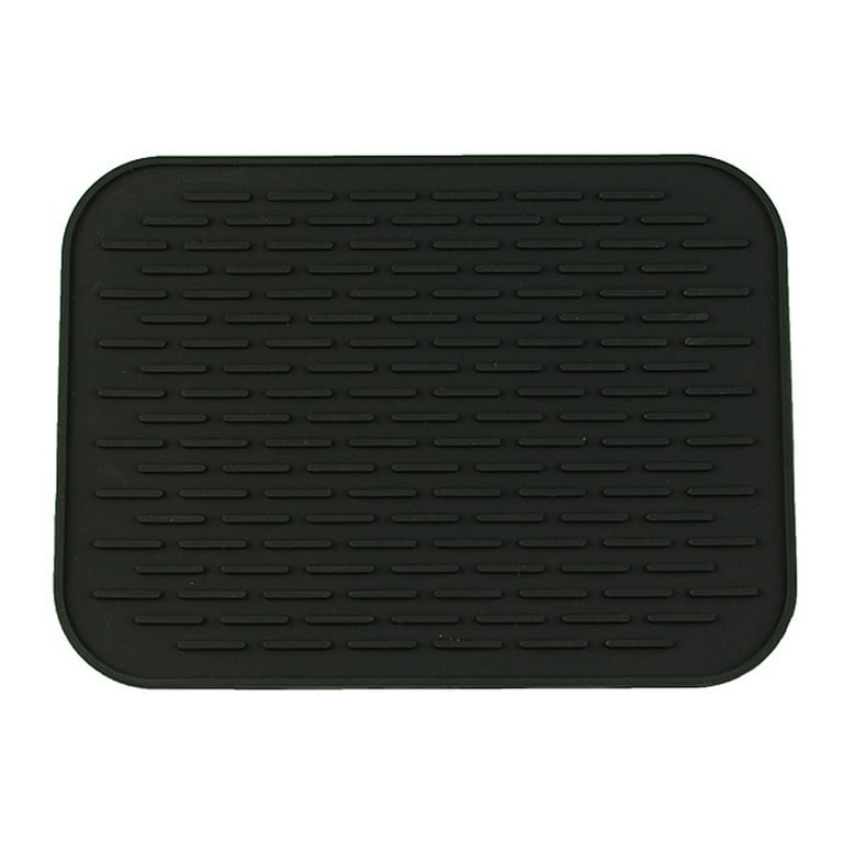 Cdar Silicone Heat Resistant Mat Rectangle Non Slip Pot Holder Pad for Kitchen, Size: 21.5, Black