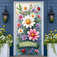 thumbnail image 5 of Floral Design Welcome Banner Colorful Flowers Spring Display Green Leaves Ladybug Accent Garden Backdrop for Garden Party Outdoor Gathering Front Door Decor, 5 of 9
