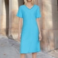 thumbnail image 2 of OSOLU Ladies Fashion Casual Linen Solid Color V-Neck Fringe Slit Dress Comfort Sundress Dresses For Women 2025 Elegant Classy, 2 of 8