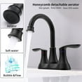 thumbnail image 2 of Tcbosik 6 Inch Vanity Sink Faucet with Pop-up Drain & Supply Hoses, 2-Handle Bathroom Faucet, 360 Degree High Arc Swivel Spout Centerset for Bath RV and Kitchen, Matte Black, 2 of 7