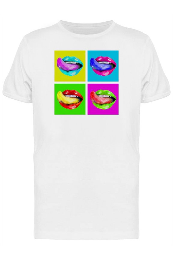 Pop Art Of Lips & Tongue T-Shirt Men -Image by Shutterstock, Male Small