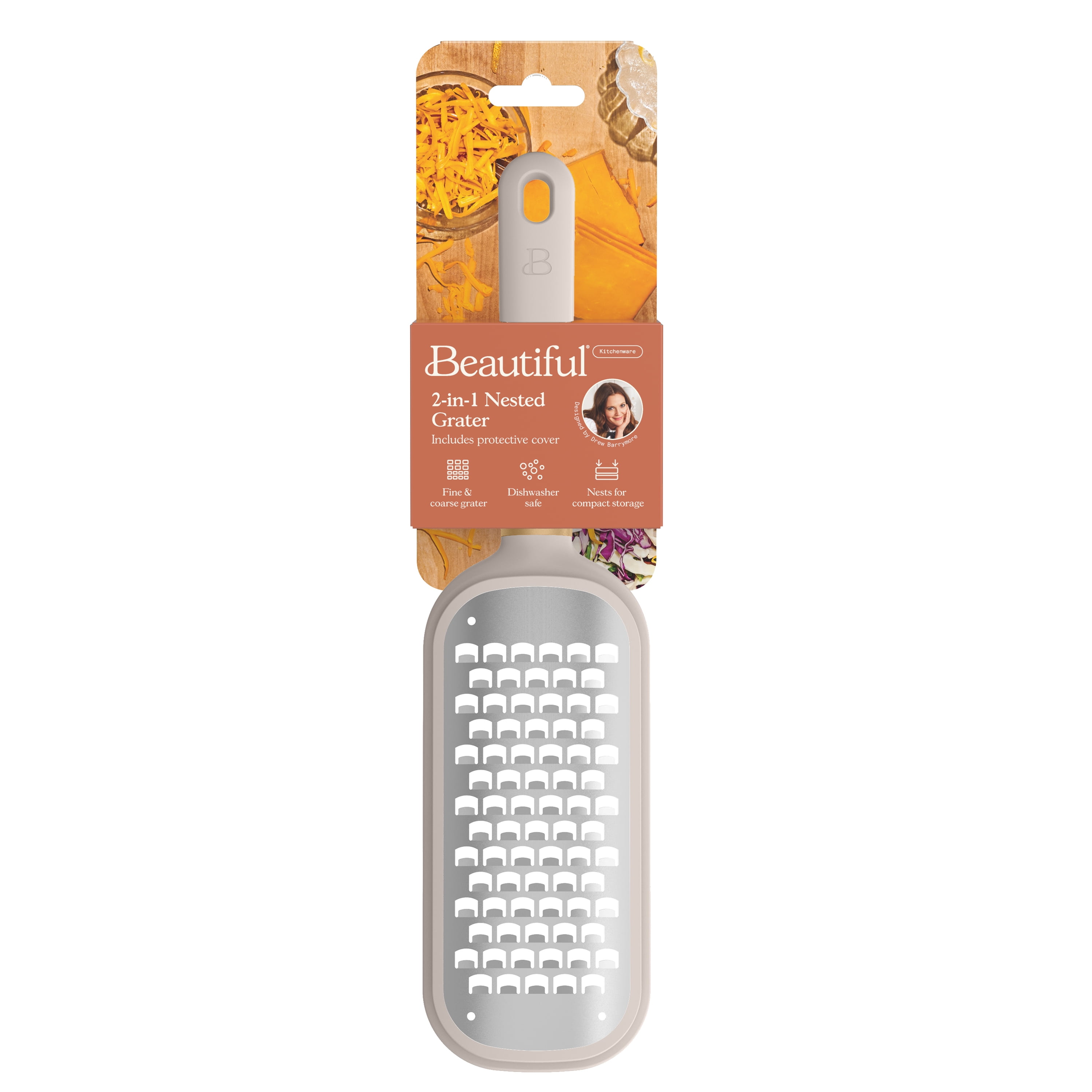 Beautiful 2-in-1 Nested Grater, Porcini Taupe by Drew Barrymore