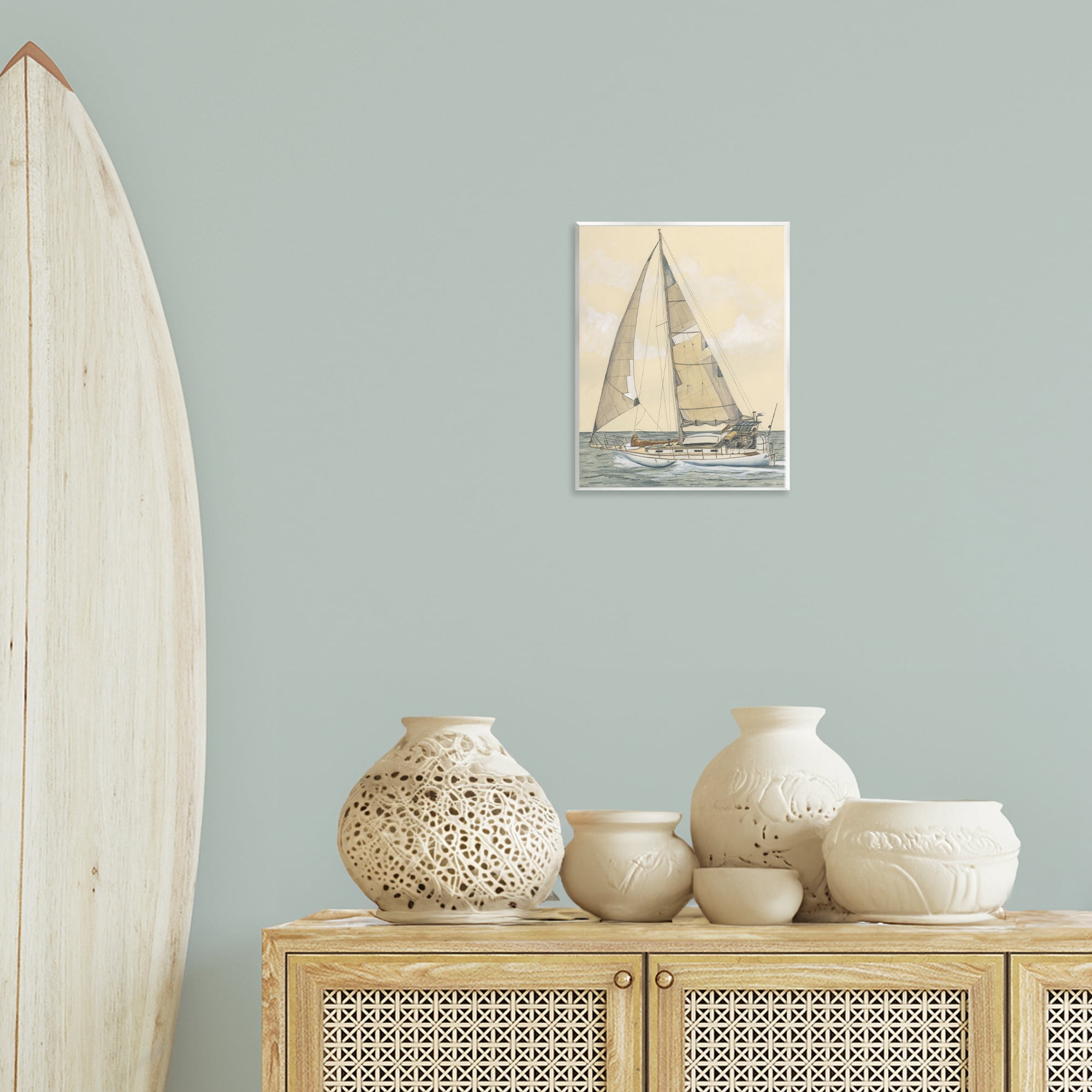 Stupell Industries Detailed Sailboat View Transportation Painting Unframed Art Print Wall Art, 11 x 14