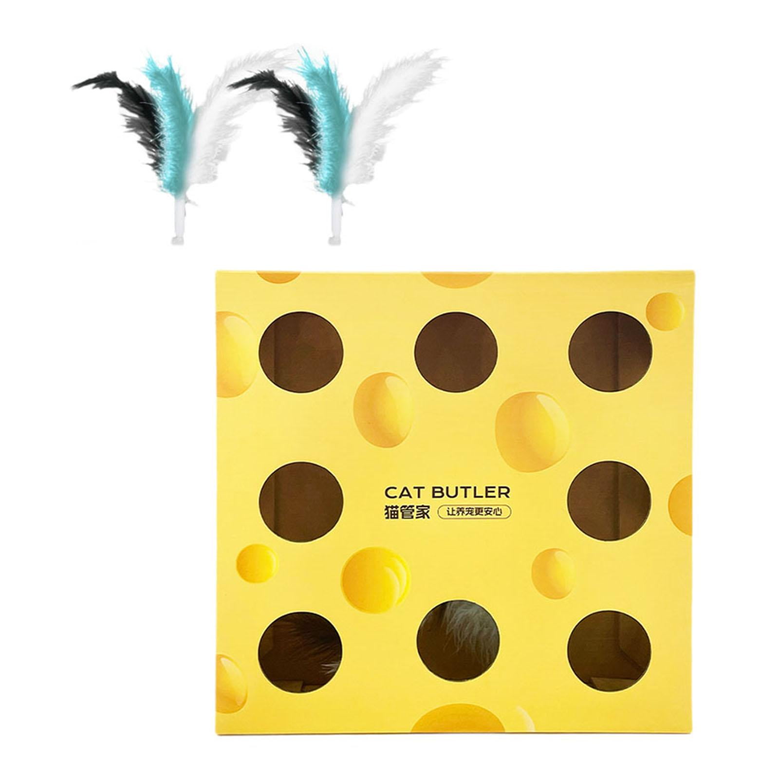 Toysmith Electric Cat Toy Whack A Mouse Cat Toy Feather Toy for Small Medium Cats Cats Cheese Box Feathers