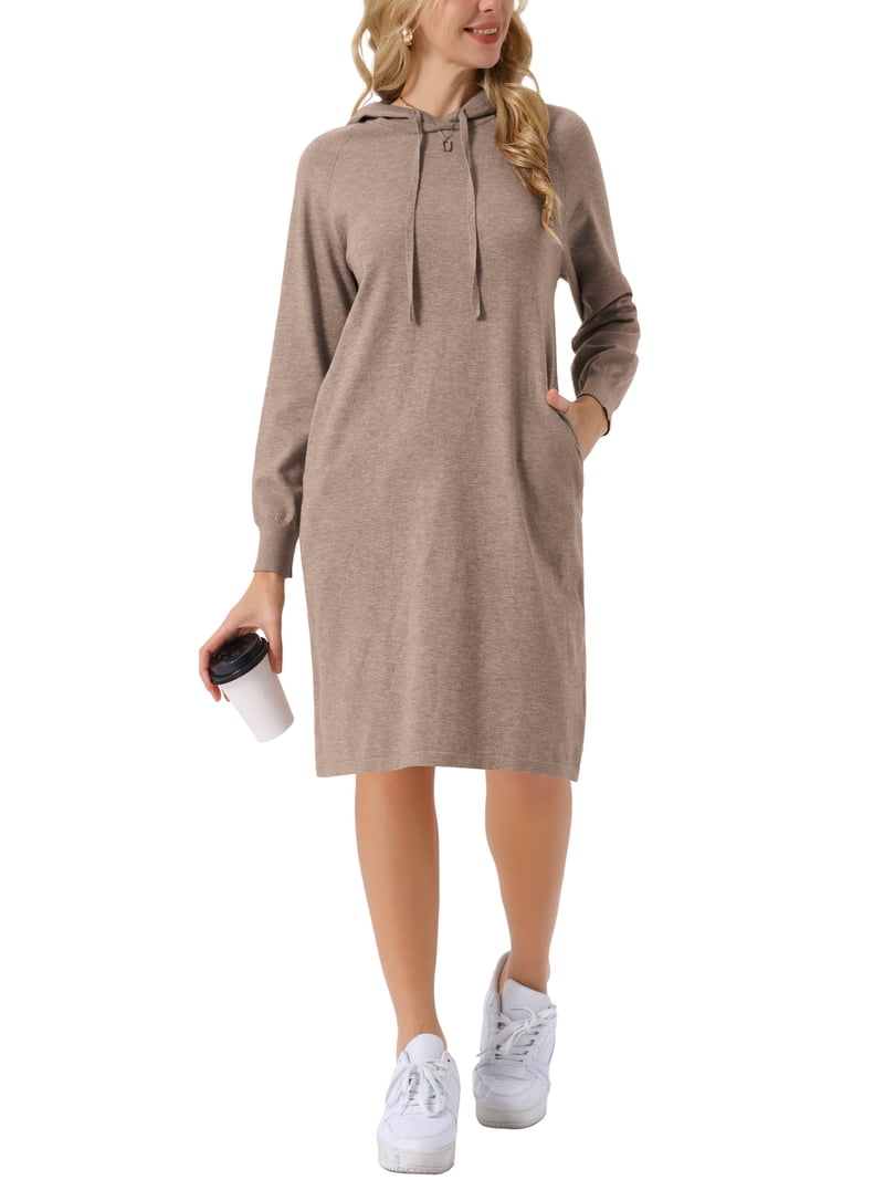 chinese dress ladies Brown Fitted Satin Lined Hoodie Dress main image 0