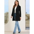 thumbnail image 4 of DARING DIVA Women's Lapel Collared Belted Trench Outerwear Coat XS Black, 4 of 6
