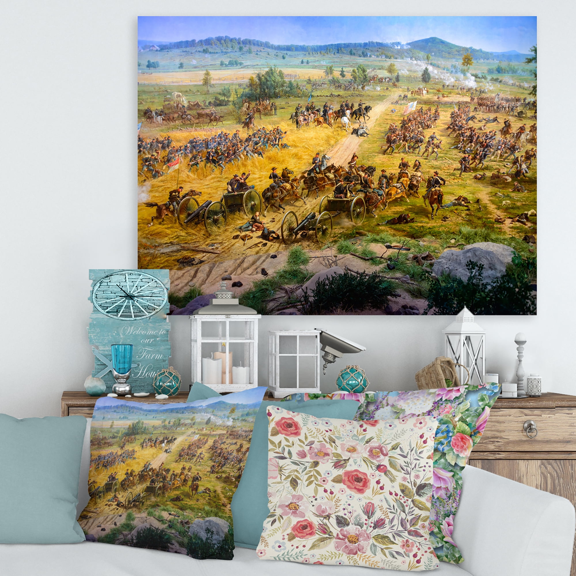 Designart ' Historical Gettysburg National Military Park ' Vintage Canvas Wall Art Print
