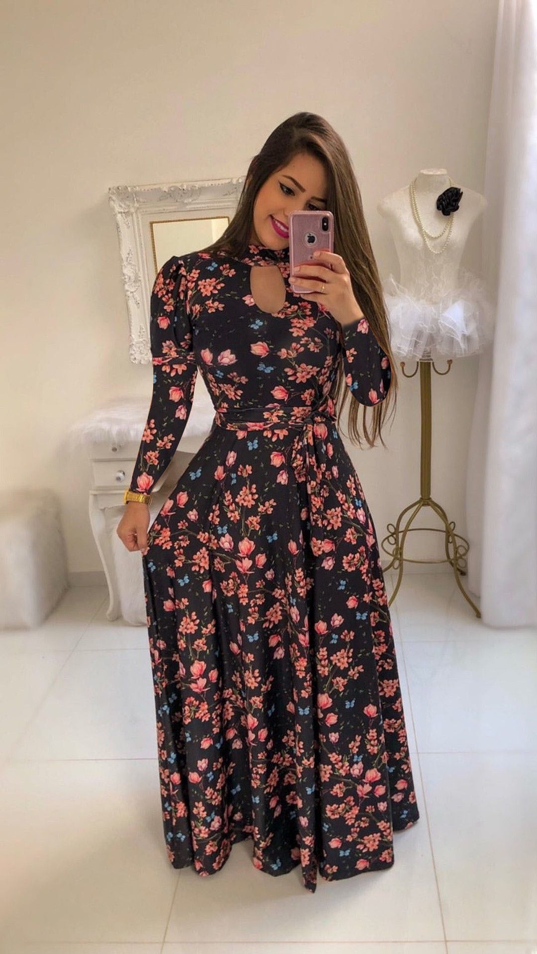 Women Fashion Print One Piece Dress Hanging Neck Waistband Long Sleeve Short Sleeve Long Skirt Home Party Evening Party Outdoors Walmart Com