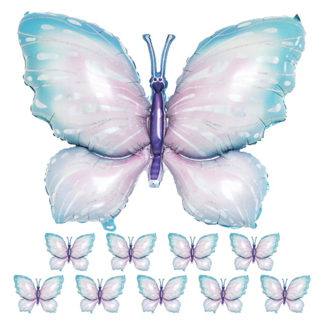 10 Uds. De globos de papel de aluminio para modelado de mariposas, accesorios para fotos de cumpleaños