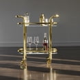 thumbnail image 6 of Viski Stainless Steel Bar Cart with Wheels, Mirror Shelves, Home Bar, Gold, 6 of 7