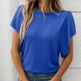 thumbnail image 4 of DuoJiaJ Women's Textured Round Neck Flutter Sleeve T Shirt For Casual Wear Women’s Boho Flowy Summer Tops Blue, 4 of 5