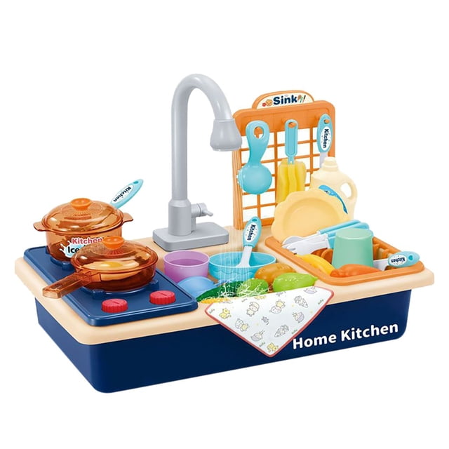 EGNMCR Room Decor Home Decor Play Kitchen Toy Sink Electronic Dishwasher Water Pretend Play Kitchen Toys Simulation kitchen
