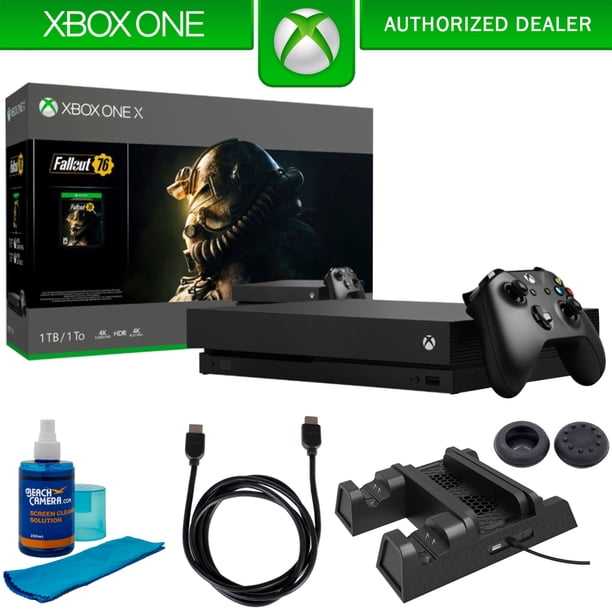 Microsoft Xbox One X 1 Tb Fallout 76 Cyv 00146 W Accessories Bundle Includes 3 In 1 Vertical Stand Cooling Fan W Dual Controller Charging Station 6ft Hdmi Cable Screen Cleaner Replacement Grip Walmart Com