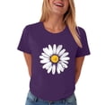 thumbnail image 7 of felwors Daisy Flower Shirt for Women Crewneck Graphic Tee Short Sleeve Floral Tops (Purple, XL), 7 of 7