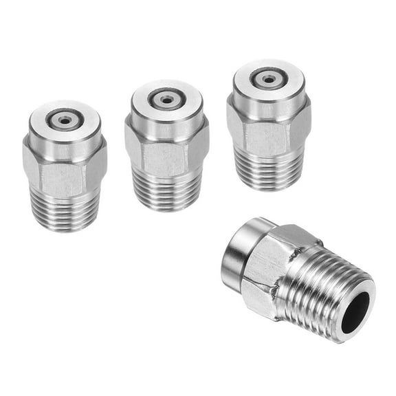 Uxcell 4pcs Surface Clean Tip 0 Degree 1/4 Inch NPT Male 1.514 Orifice 4000 PSI Stainless Steel Threaded Pressure Washer Spray Nozzles for Water gun Water Broom