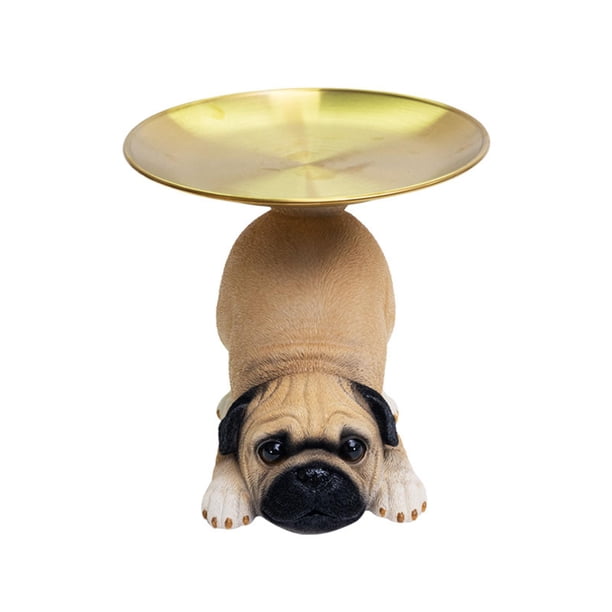 Estatua de perro Pug, llavero de entrada, multiusos, arte moderno, adorno artesanal, estatuilla de Animal para estantería, mesa, decoración del hogar Mintiendo