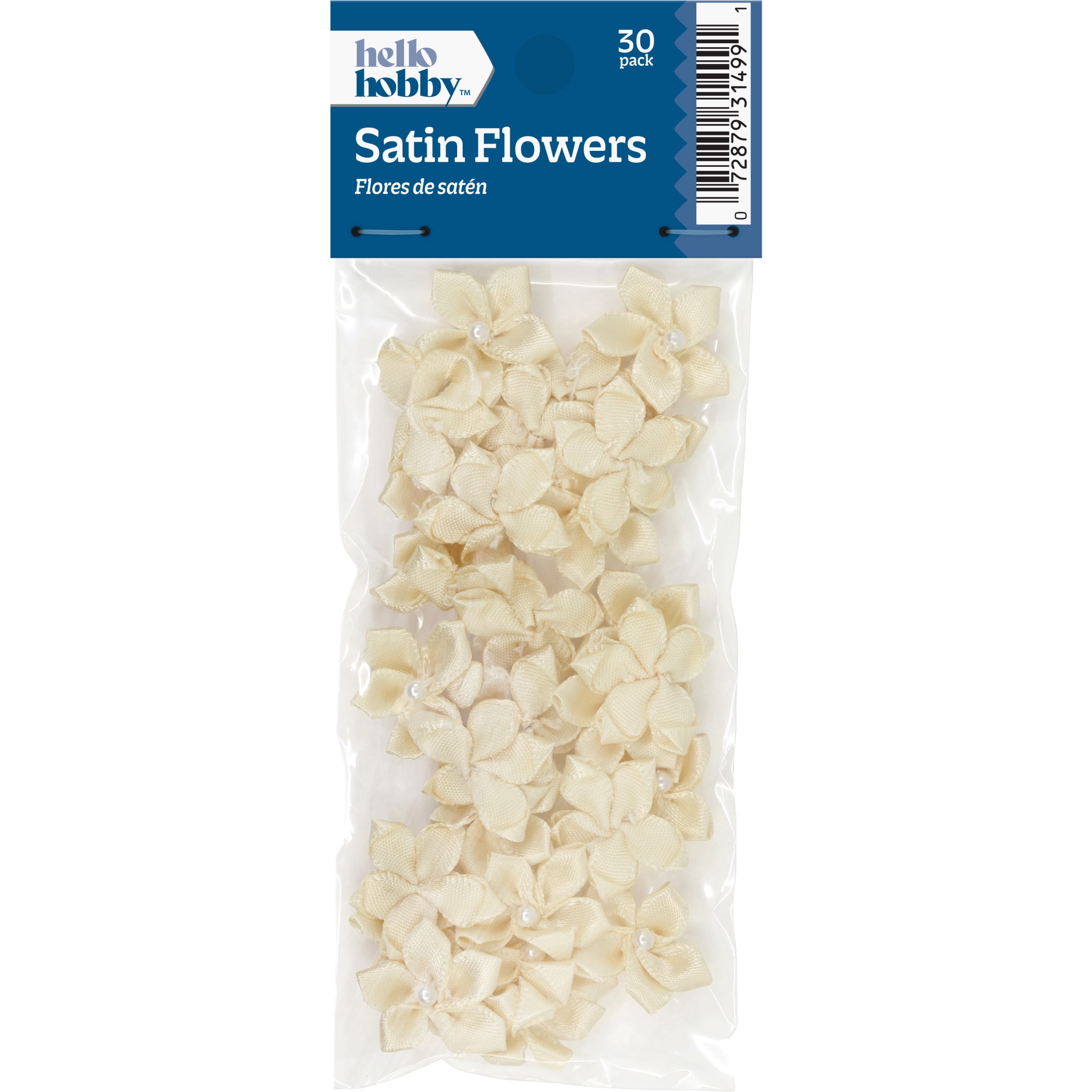 Hello Hobby Accessory Flowers with Pearl, Cream, 30 piece