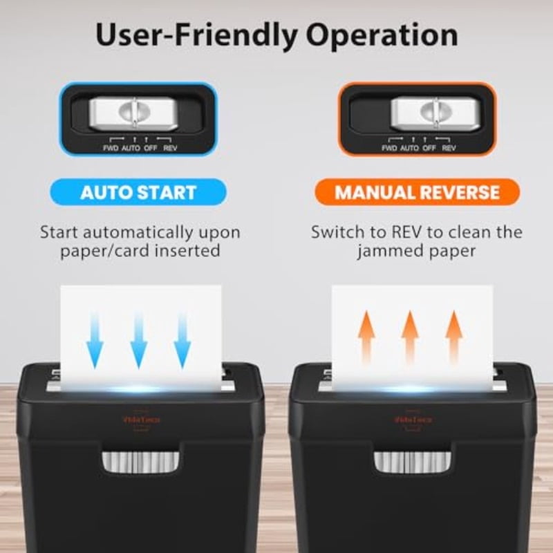 Manual Paper Shredder, 6-Sheet Strip-Cut & Card Shredder, Jam-Proof Technology, 2.65Gal Bin, Portable Document Shredder for Home Office, No Batteries Needed, Compact & Secure Paper Destruction