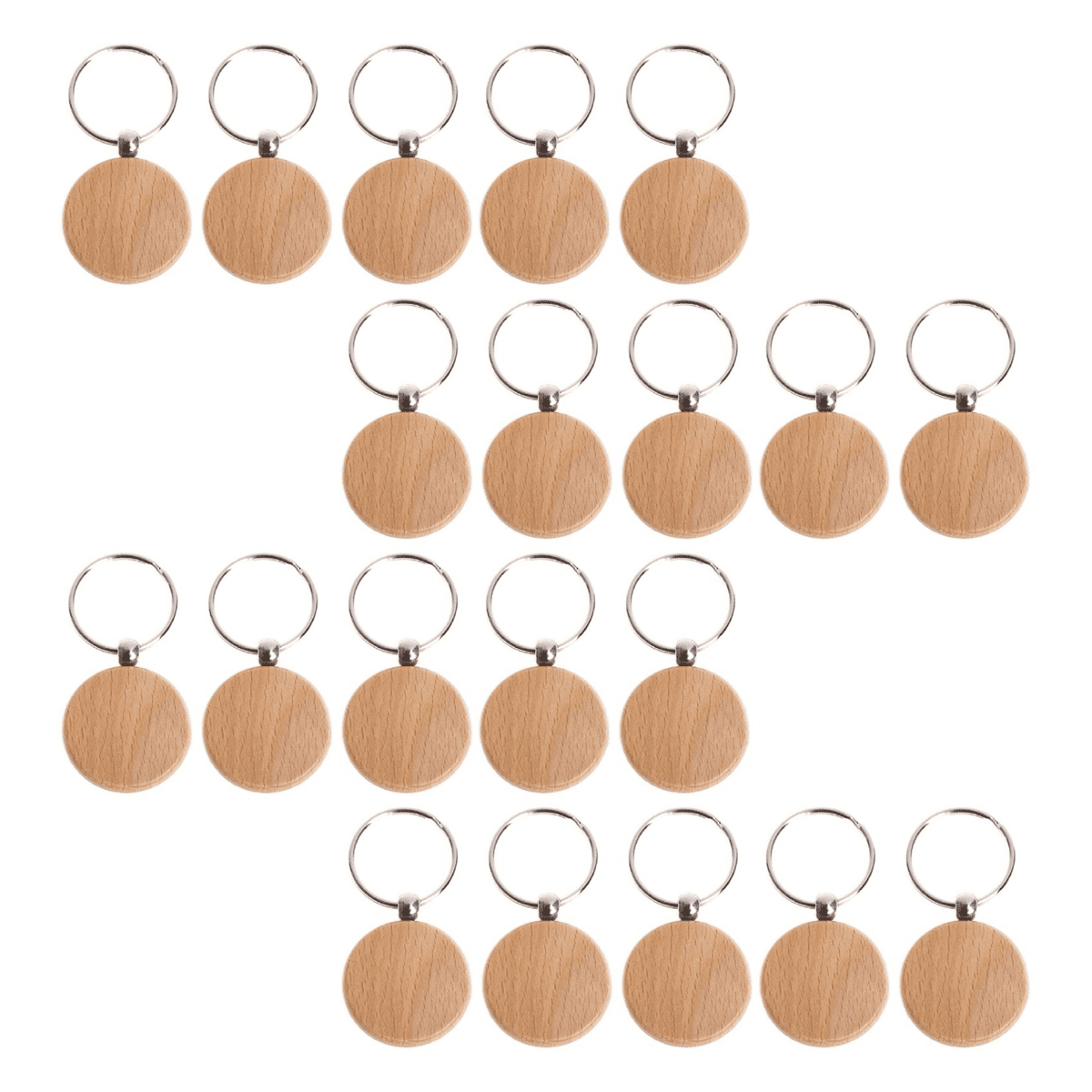 120 Pcs Blank Wooden Keychain Personalized Round Engraving Key DIY Wood Keychains Key Tags Can Engrave DIY Gifts