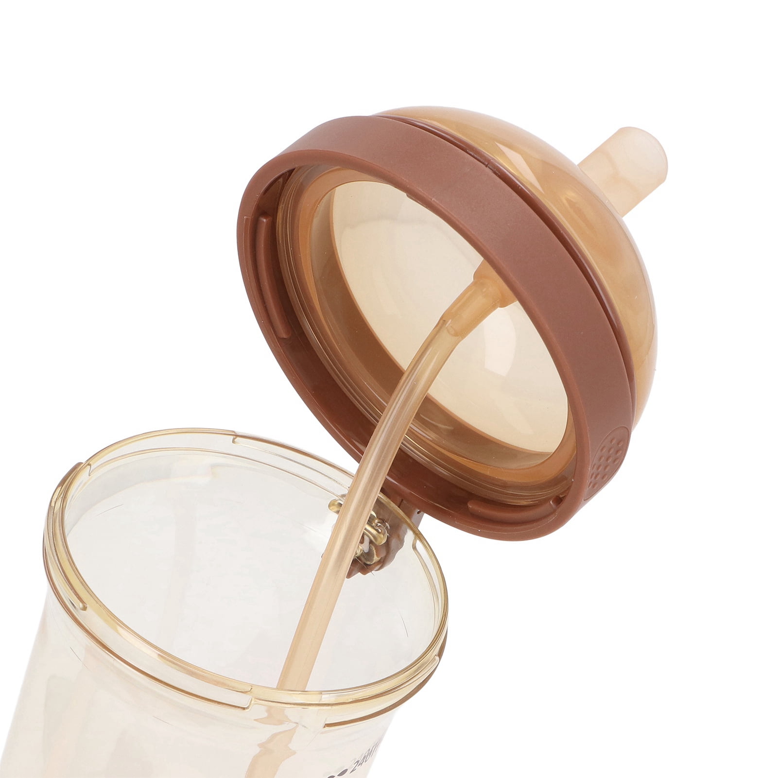 BIMZUC Silicone Weighted Straw Sippy Cup for Toddlers, Flip Top Wide Mouth Spill Proof Water Bottle, PPSU Brown, 8.12 oz / 240 ml, Prevent Choking, 12+ Months