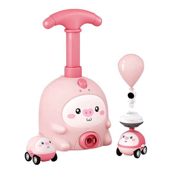 Balloon Powered Car Toy Set - Air Power Racer Vehicle Science Learning Toy with Pump and Animal Pig Design 2 Car and 6 Balloons