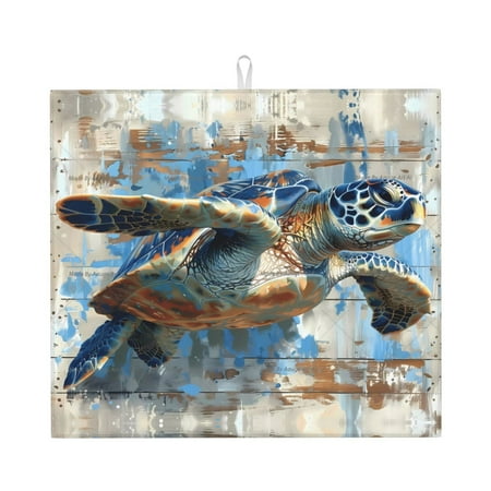 

Dish Drying Mats for Kitchen Counter Abstract Sea Turtle 16x18in Dish Drying Pad Coffee Mat with Hanging Loop Super absorbent Kitchen Counter Mat Coffee Bar Accessories
