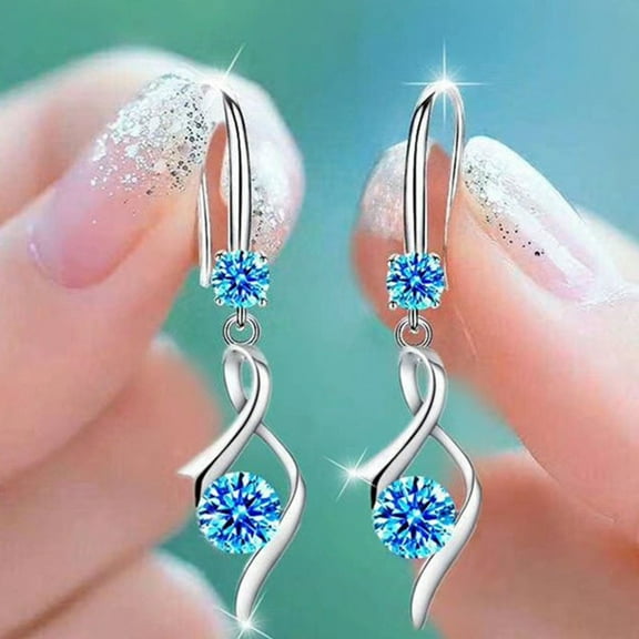 Yuehao Earrings for Women, Gifts for Women, A Pair of Earrings Women Synthetic Diamond Earrings Jewelry Wedding Gift (Blue, One Size)