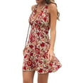 thumbnail image 5 of Liacowi Women Sexy Floral Mini Dress Sleeveless Backless Spaghetti Straps Low Cut Bodycon Short Dress Party Streetwear, 5 of 7
