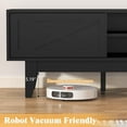 thumbnail image 5 of Wooden TV Stand for 55 65 70 inch TV, Long & Large TV Media Console Table with Storage Cabinets, Boho Farmhouse Entertainment Center for Living Room, Bedroom - Black, 5 of 16
