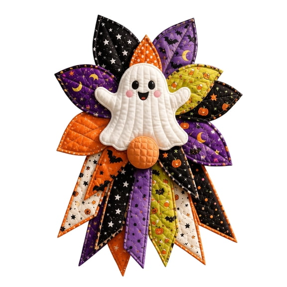 Oversized Seasonal Quilted Door Bow DIY Sewing Kit – Farmhouse Fabric Wreath Craft for Front Door Thanksgiving, Beginner Quilted Bow Project with Fall Leaf Accents