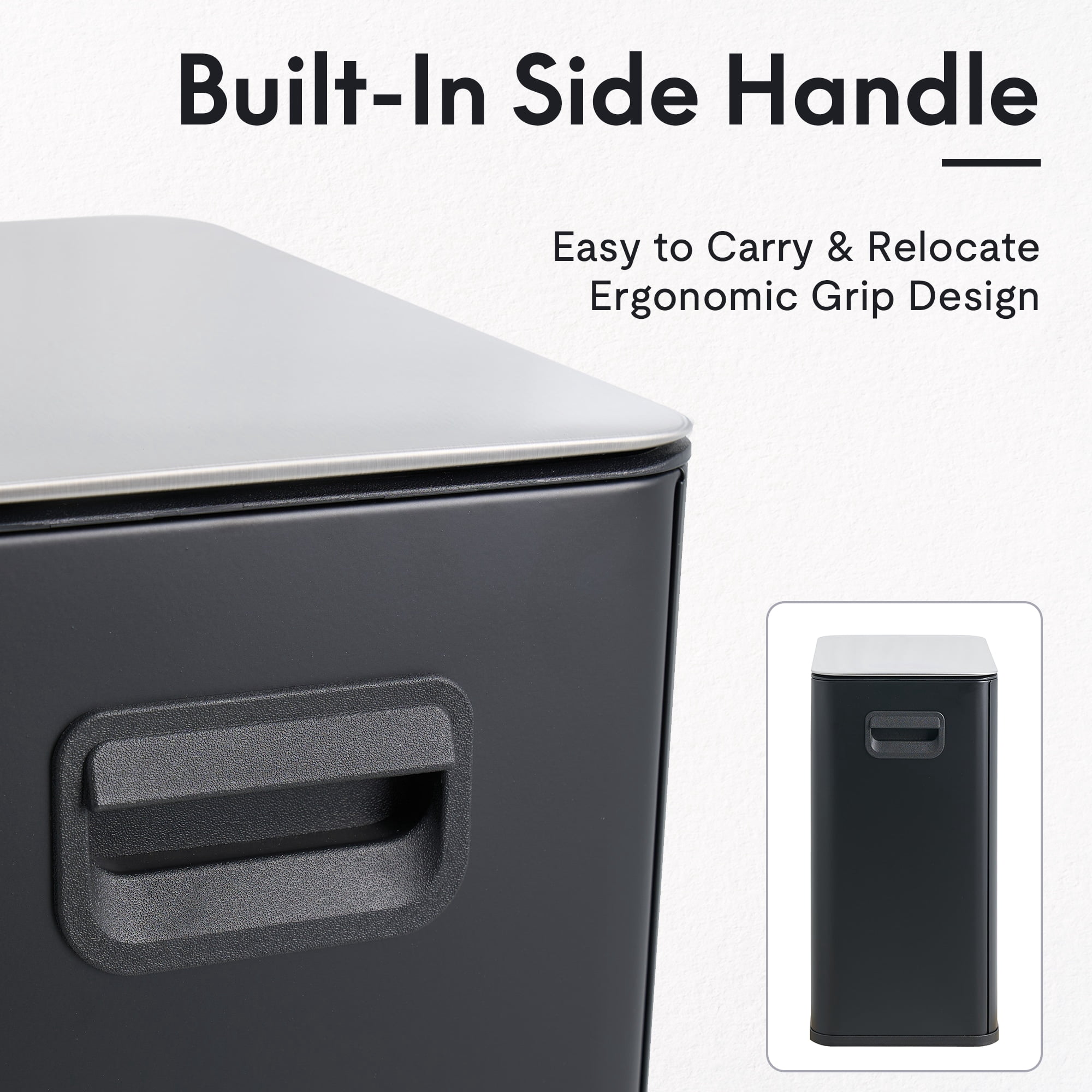 GARITIN GARITIN Step On Trash Can with Foot Pedal, Durable Stainless Steel Waste Bin with Removable Bucket for Home, Black