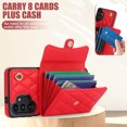 thumbnail image 6 of Allytechgroup for Samsung Galaxy A13 4G Wallet Case with 5 Cards Holders, Detachable Hand Strap & Shoulder Lanyard RFID Blocking Shockproof Protective Phone Case for Girls Women, Red, 6 of 8