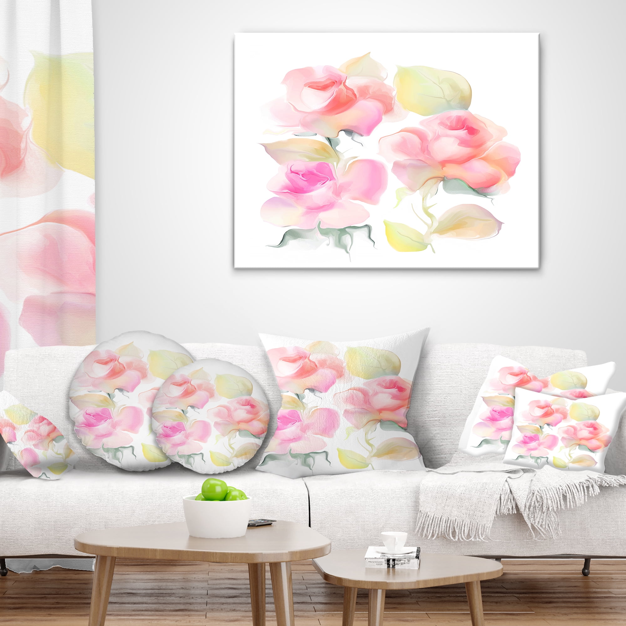 Designart Beautiful Pink Rose Flowers - Animal Throw Pillow - 18x18