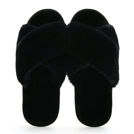 

Women s Plush Fuzzy Slip on Indoor Outdoor Winter House Slippers