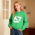 thumbnail image 2 of Gelikeya Kids 67 Hoodie Boys Girls Funny Six Seven 6 7 Meme Pullover Hoodie Casual Soft Active Sport Outdoor Sweatshirt, Green, 13-14 Years, 2 of 7