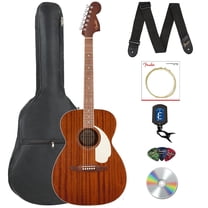 Fender California Standard Monterey E Acoustic-Electric Guitar - Natural Sapele Bundle with Gig Bag, Tuner, Strap, Strings, Picks, and Austin Bazaar Instructional DVD