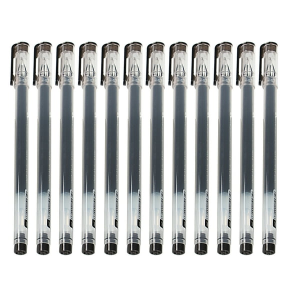 Farfi 12Pcs Gel Ink Pen 0.38mm Student Stationery Office DIY Sketching Writing Tool (Black)