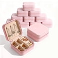 thumbnail image 1 of 12PCS Mini Organizadora de Joyero de Viaje,10x10x5cm Organizador de Joyas Portátil,Organizador de Joyeria Impermeable de Cuero,Portátil Alhajeros de PU para Anillos,Pendientes,Collares(Rosa), 1 of 6