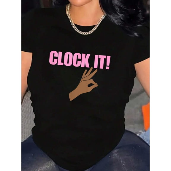 Funny Women's and Men's Clock It T-Shirt Graphic Tee summer Tops For Women Round Neck Fashion Cotton shirts