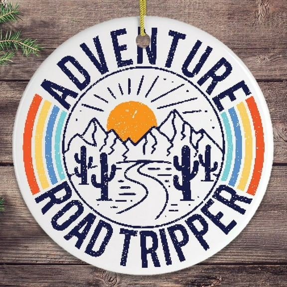 Vintage Adventure Road Tripper Christmas Ornament, Traveler Decoration