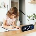 thumbnail image 3 of Onekawa Small Digital Alarm Clock for Bedroom with LED Display, Adjustable Brightness, Plug-in Electric Clock with Dual Loud Alarms, Snooze, 12/24H, Temperature & Humidity Display, 3 of 7
