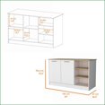 thumbnail image 3 of Kitchen Island with 2 Doors & 3 Open Shelves | 35.6” H x 59” W | Contemporary | Melamine, 3 of 7