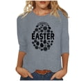 thumbnail image 1 of RKSTN Hauts Grande Taille pour Femmes Ufs de Pâques Mignons Imprimés Lapin Coupe Ample Col Rond Manches 3/4 Printemps Été Blouse Douce, 1 of 4