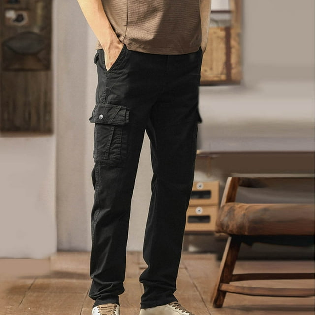 Mceream Pantalon Cargo Léger pour Homme, Randonnée en Plein Air, Pantalon de Travail, Jogging, Voyage, Chino avec Multiples Poches, Ropa Para Gimnasio de Hombre, Noir, TG
